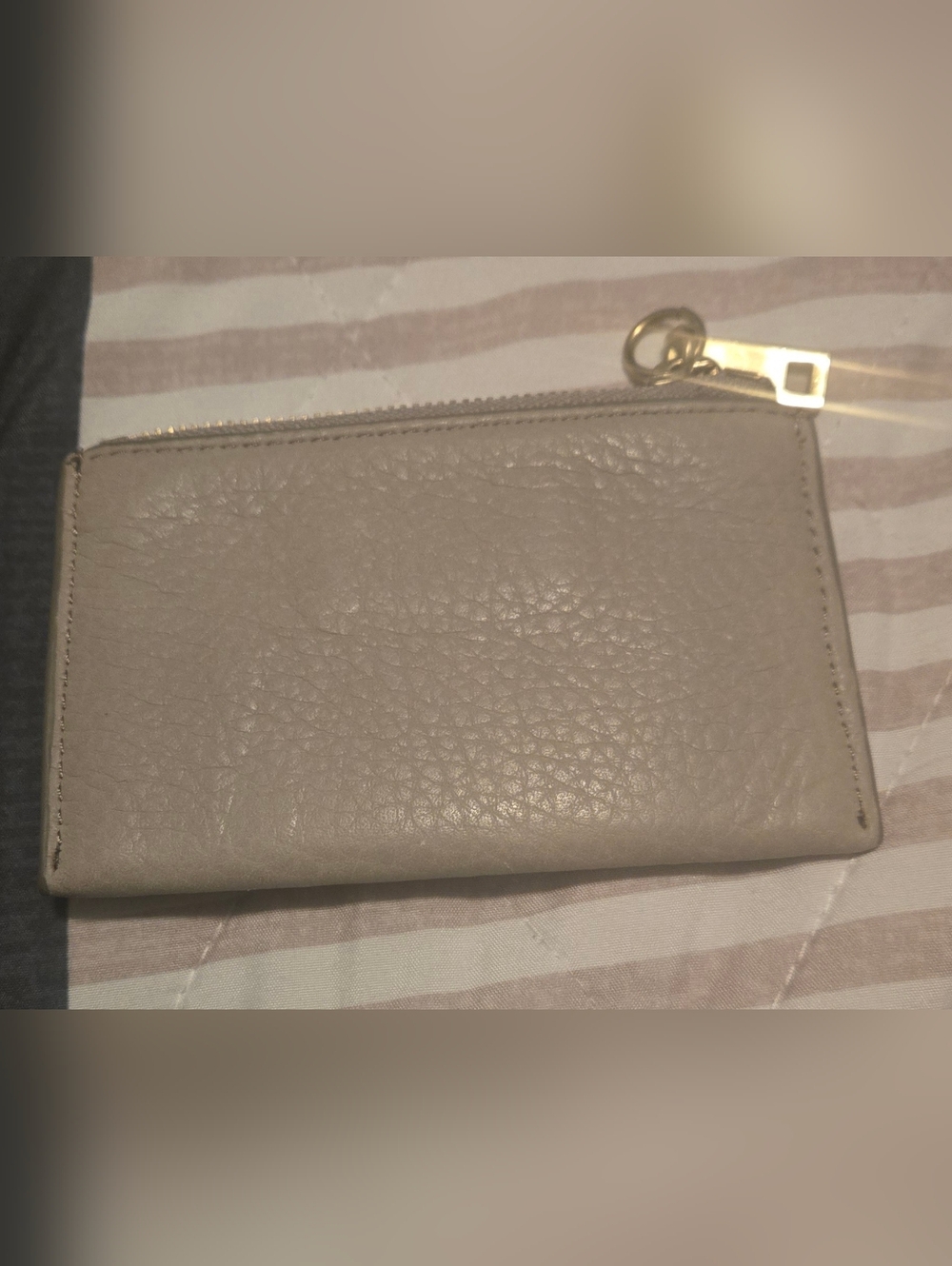 J. Crew Pebbled Leather Card Holder in Light Taupe with Gold Hardware - Picture 2 of 5